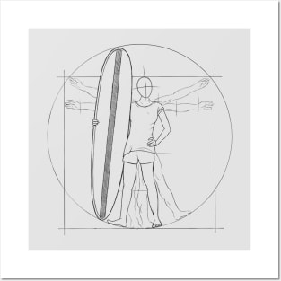 Vitruvian Woman Surfer Girl Posters and Art